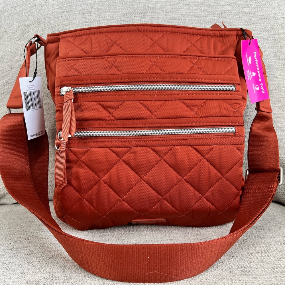 NWT Vera Bradley Triple Zip Hipster in Toasted Terracotta Performance Twill